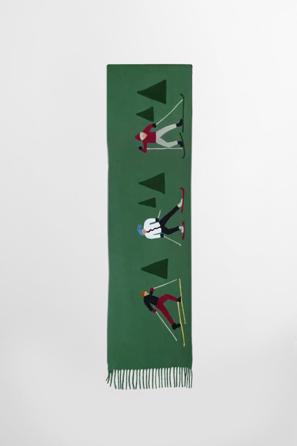 Coperta in lana ricamata Cross Country Skier