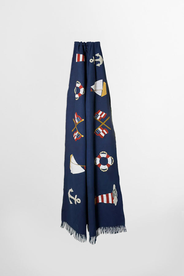 Coperta in lana ricamata Nautical