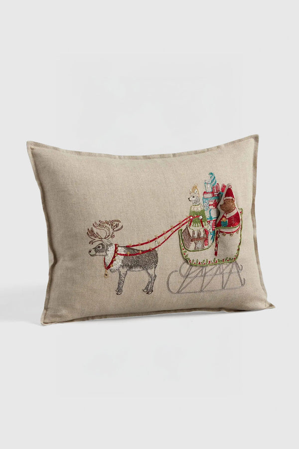 Cuscino tascabile Babbo Natale con slitta