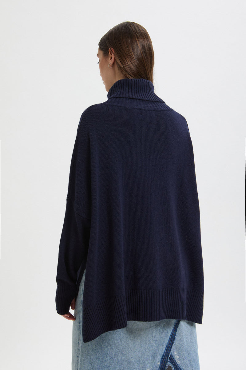 Ma'ry'ya navy blue wool turtleneck sweater