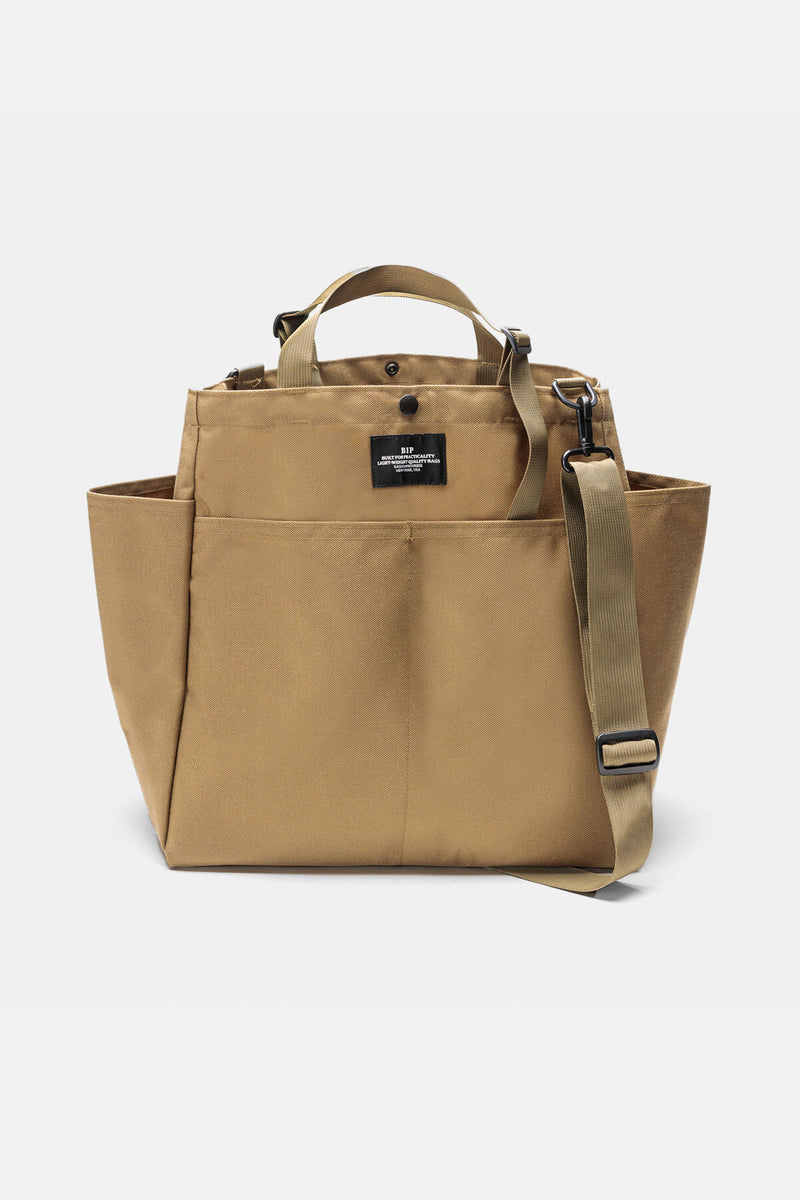 Tote bag in nylon Khaki-black pocket by Bagsinprogress | Unisex | WP Store