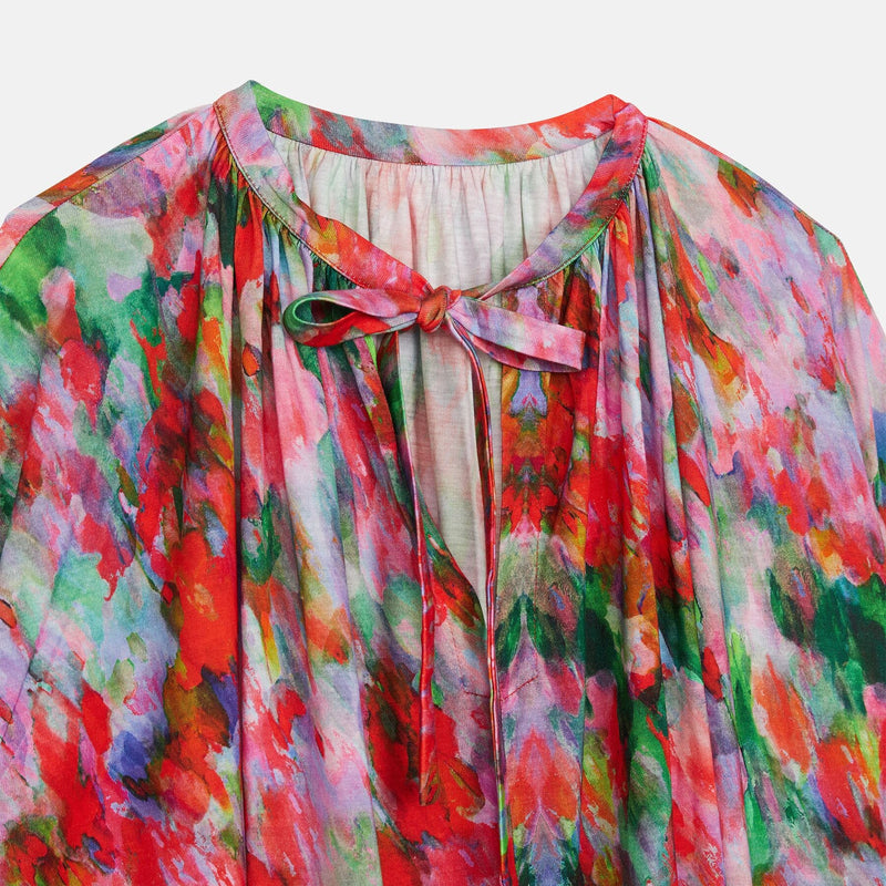 Abito a maniche lunghe con stampa multicolore