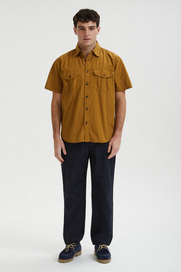 WASHED SS FEATHER CLOTH SHIRT