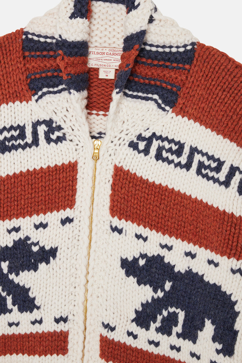 HAND-KNIT CARDIGAN White/orange/blue/gr by Filson Man Men WP Store