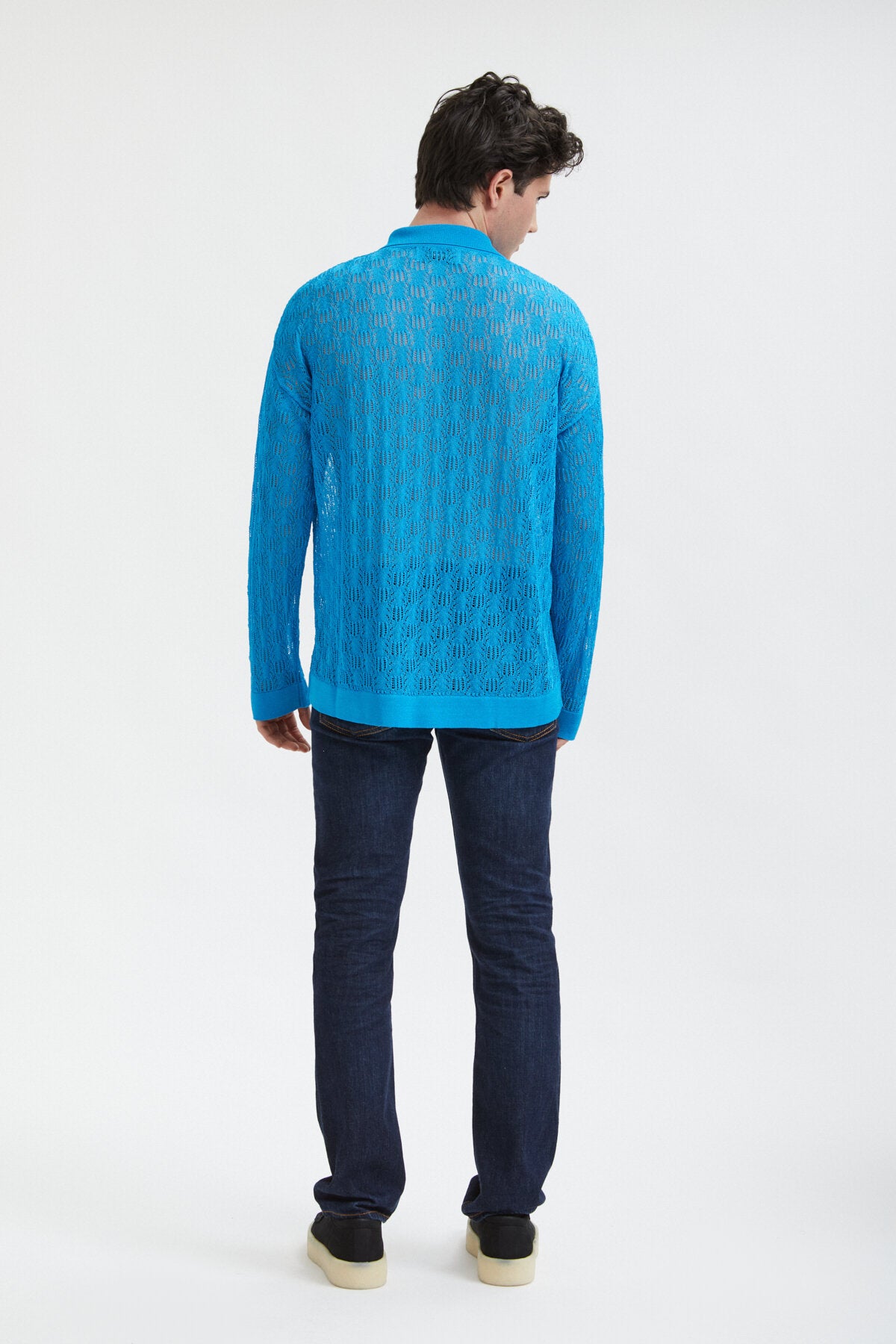 Oversize knit polo Azure by Bonsai | Unisex