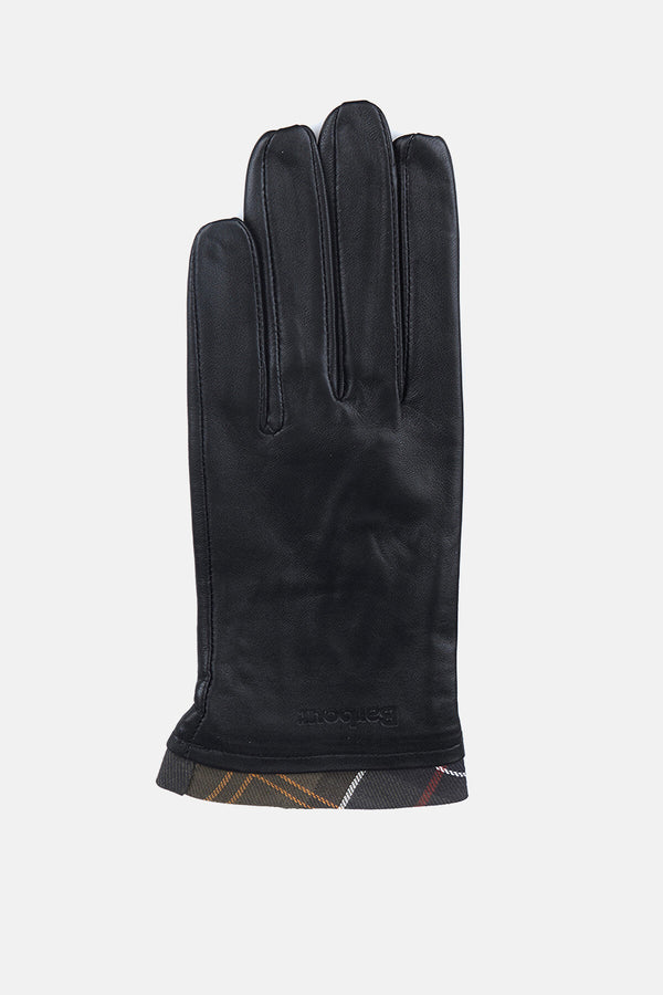 Leather Gloves with Tartan Trim