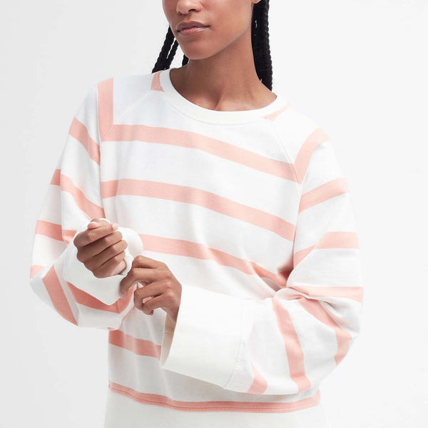 Longfield Striped Sweatshirt Cloud soft apricot by Barbour Lady Women WP Store