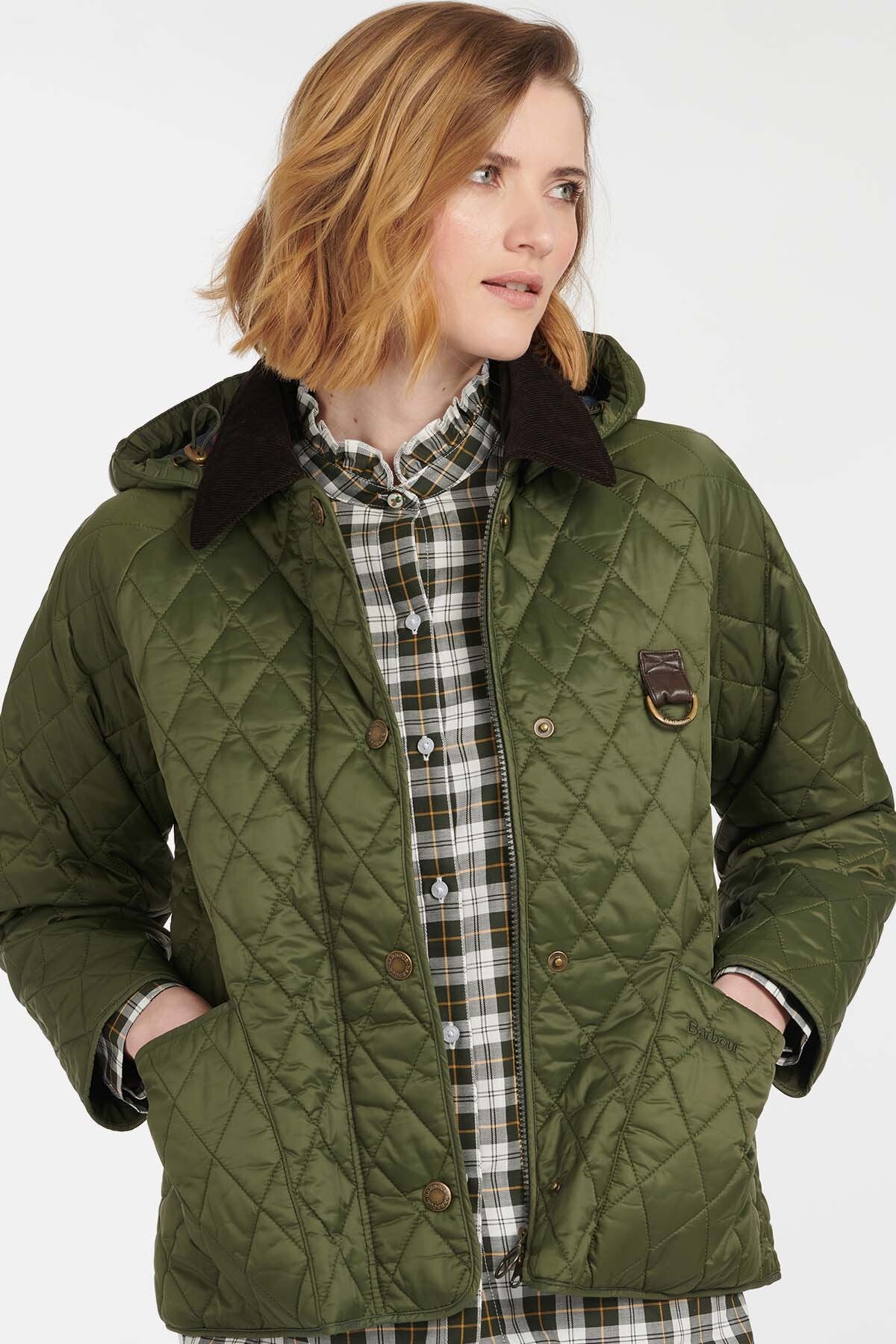 美品 Barbour Swinton Quilt Jacket ダウンジャケット Bracken Quilt Jacket - Light Trench - UK 8