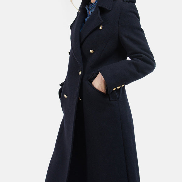 Barbour wool store coat womens navy