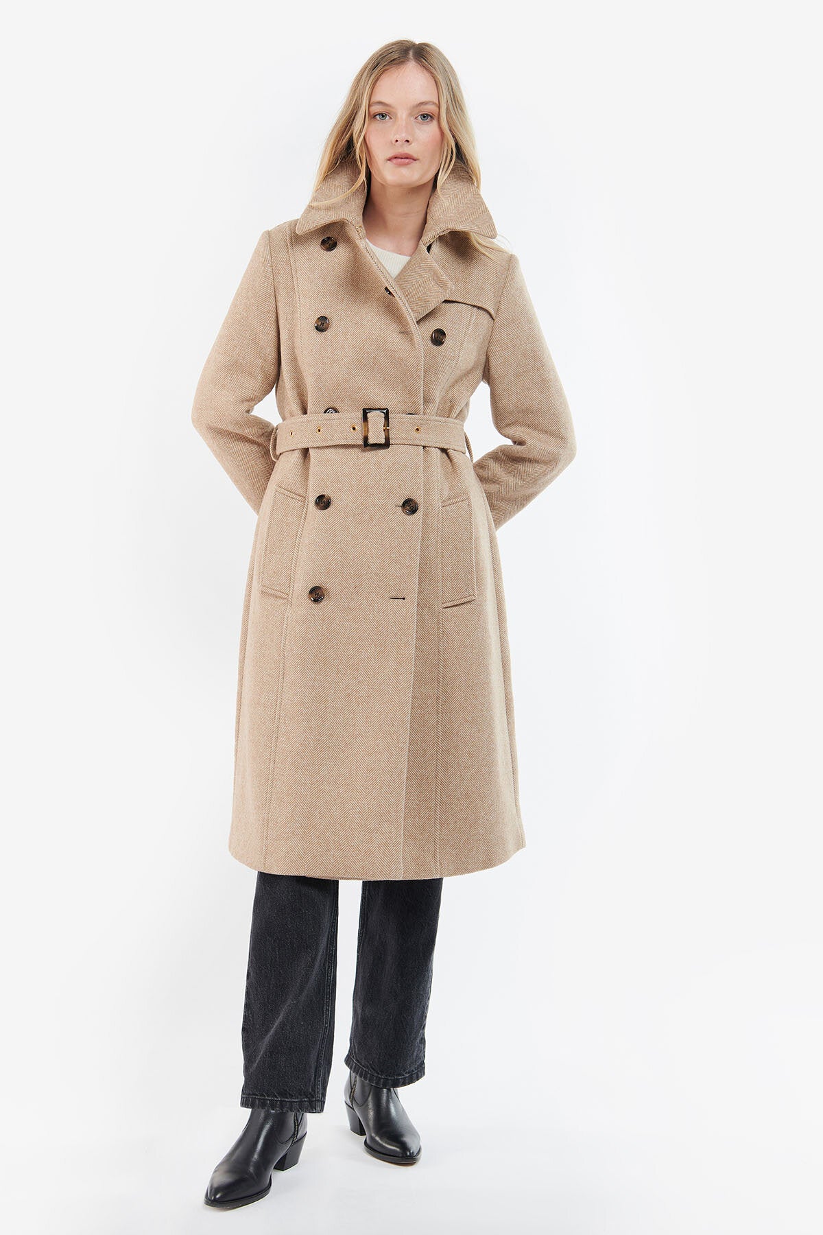 Barbour wool coat womens fashion white