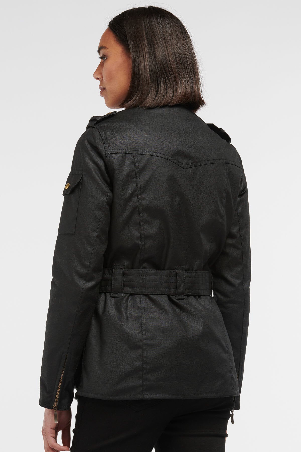 Ladies International Waxed Jacket Black by Barbour International Lady Women WP Store