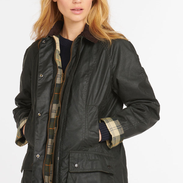 Barbour beadnell wax jacket sage on sale
