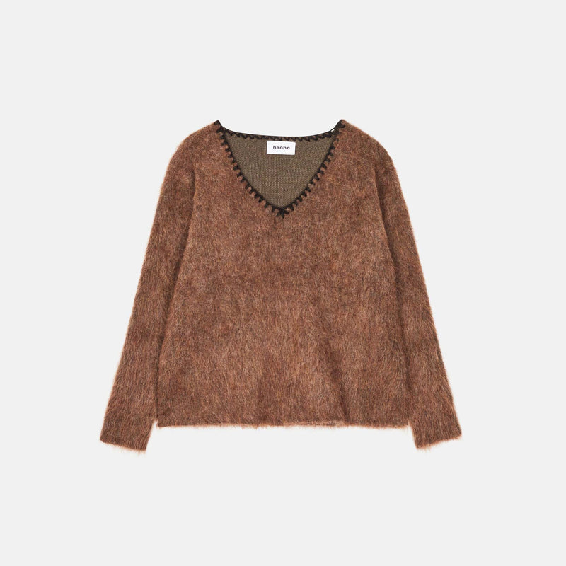 Sweater with deep V-neck