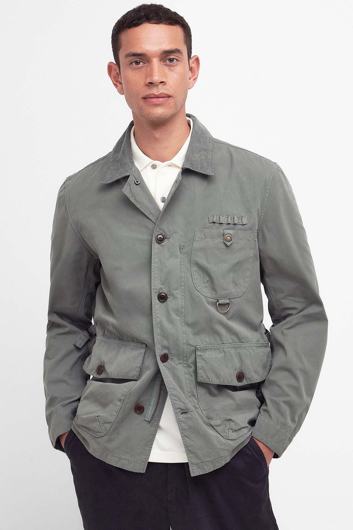 Barbour / バブアー | Cotton Salter Overshirt Agave / ロゴ コーデュロイ切替 ダブルアジャスター ハンティング ジャケット | M | カーキ系 | メンズ Cotton Salter Overshirt Agave by Barbour | Men | WP Store