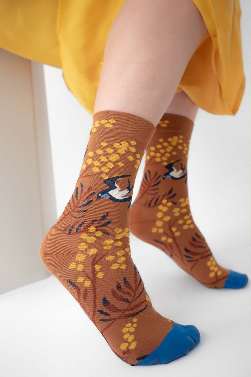 Mimosas high socks with flowers