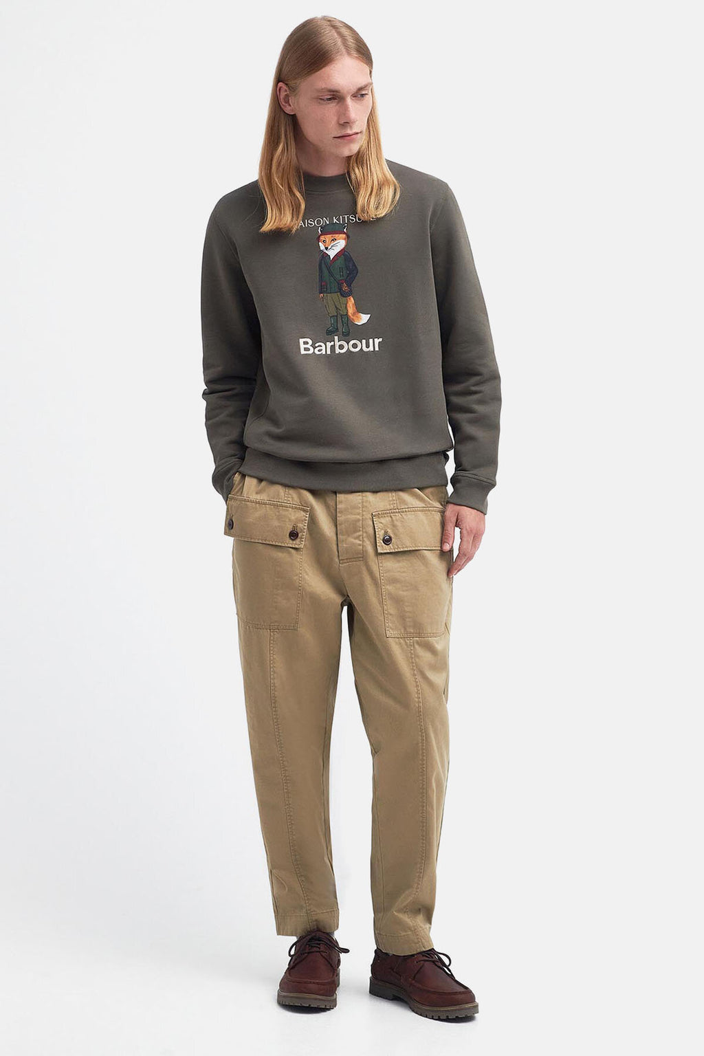 Barbour x Maison Kitsuné Beaufort Fox Sweatshirt Uniform green by