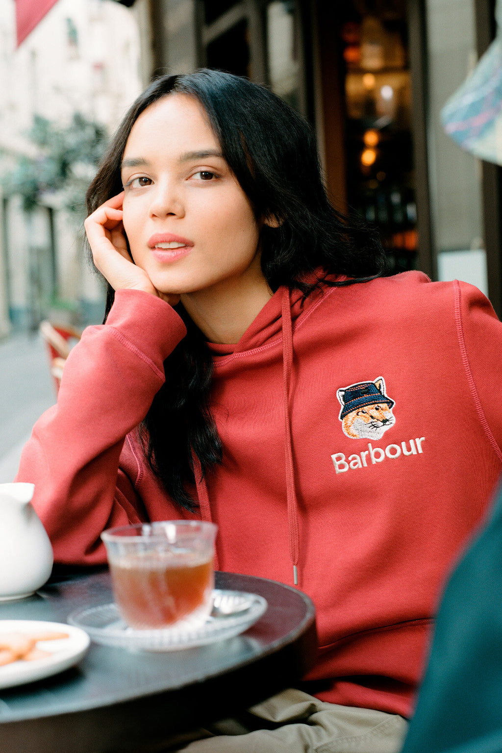 Barbour x Maison Kitsuné Fox Head Hoodie Burnt henna by Barbour