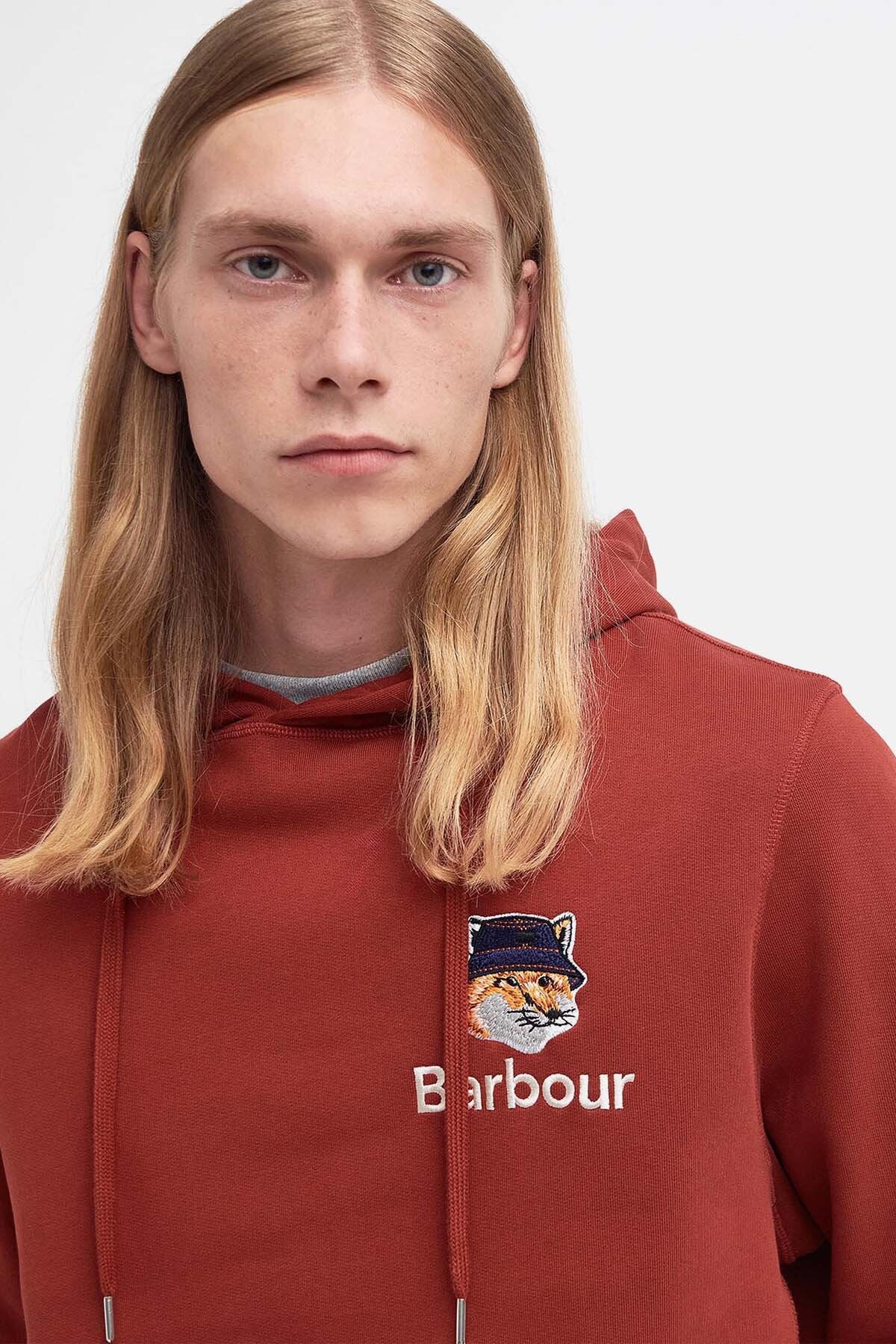 Barbour x Maison Kitsuné Fox Head Hoodie Burnt henna by Barbour