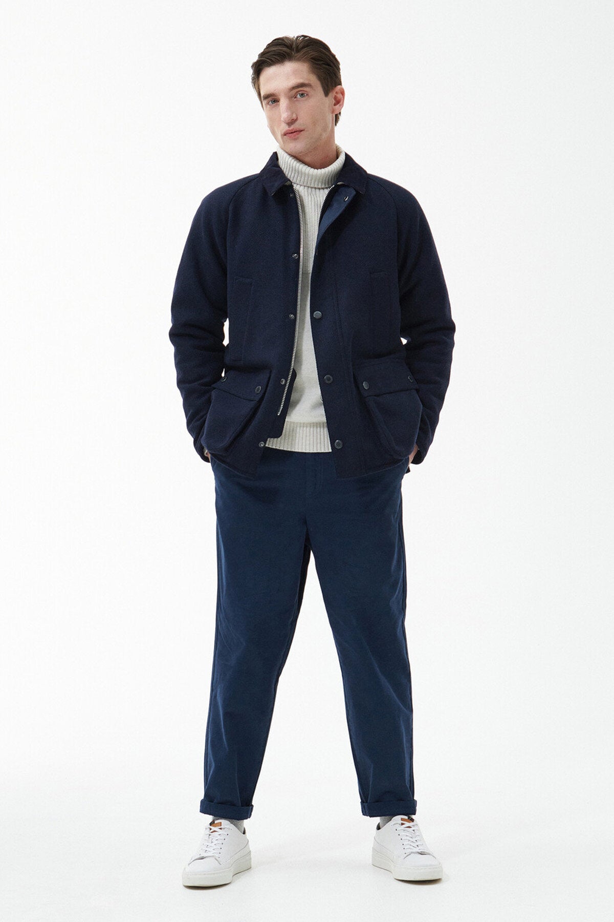 美品 Barbour Bedale Wool NAVY ブリステックスツイード アウトレット ストアファッション - 美品 Barbour Bedale Wool