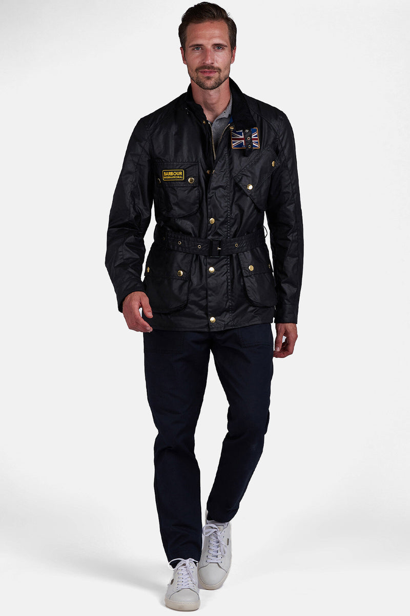 Union Jack International Jacket Wax Black by Barbour International