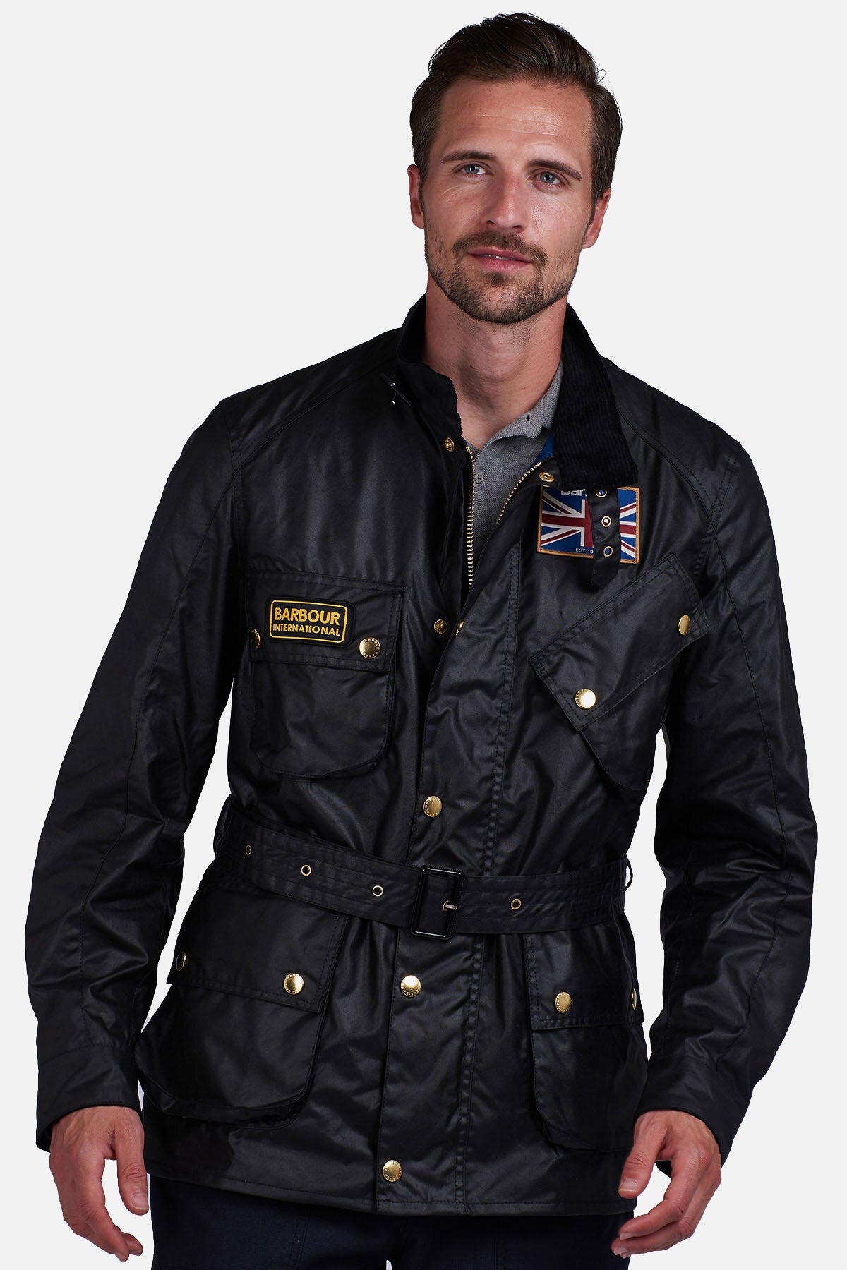 売約済 Barbour union jack international M Union Jack International Jacket Wax Black by Barbour International