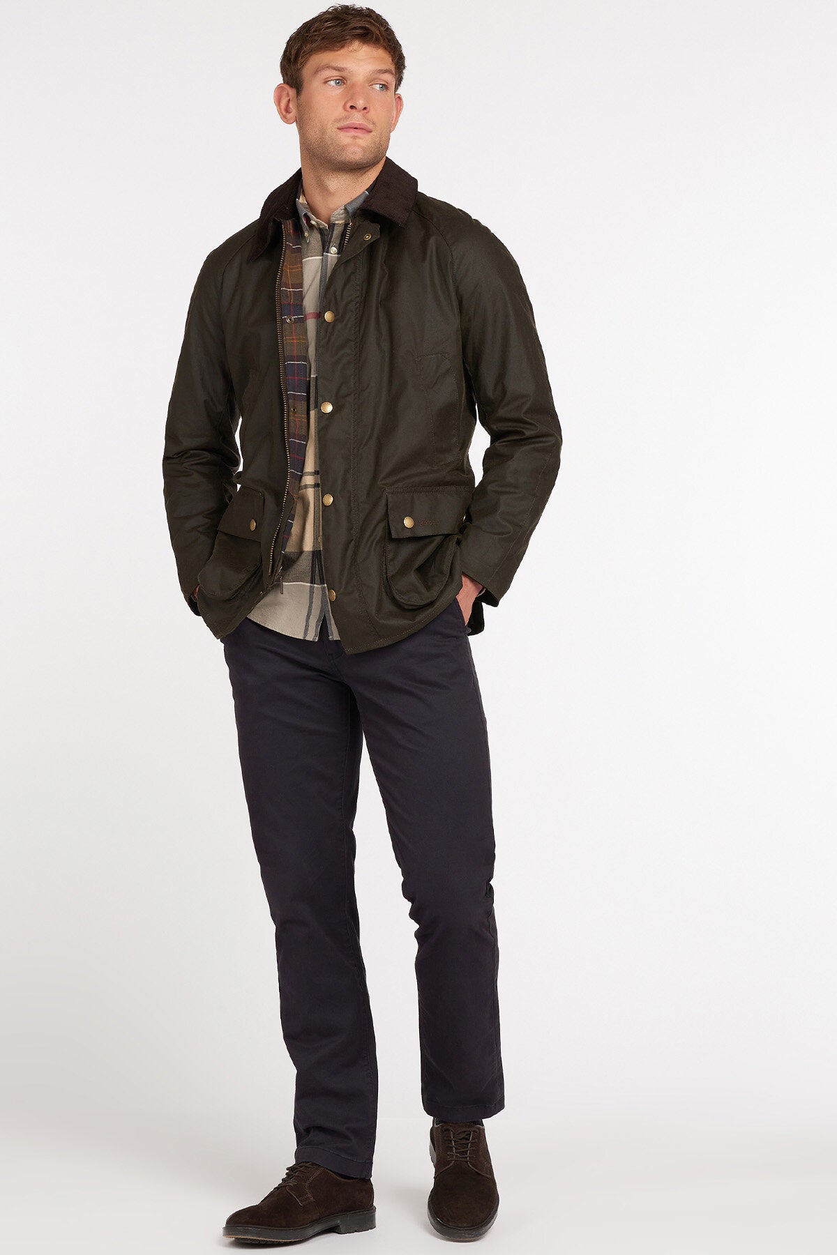 Ashby Wax Jacket Olive by Barbour Men WP Store