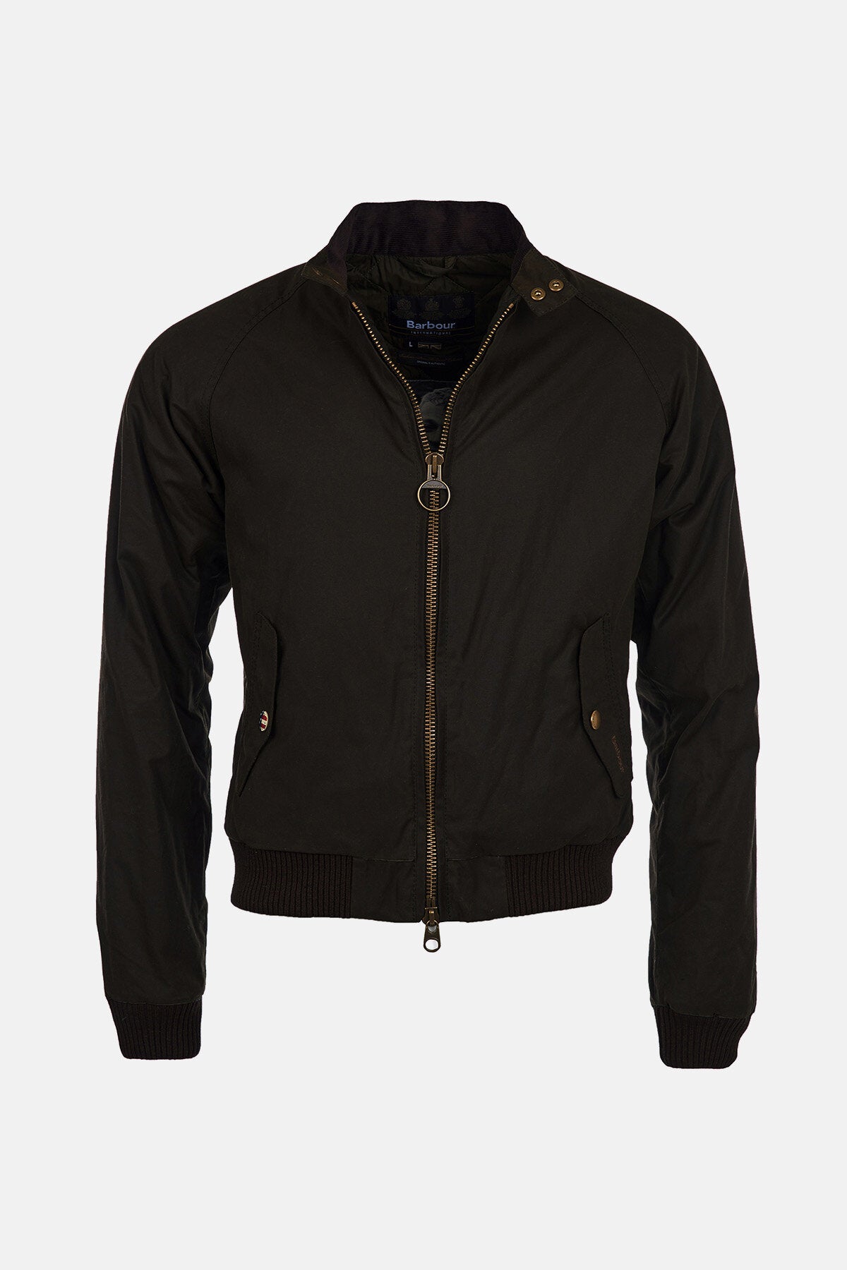 Waxed Cotton Bomber Jacket Olive by Barbour International Men WP Store