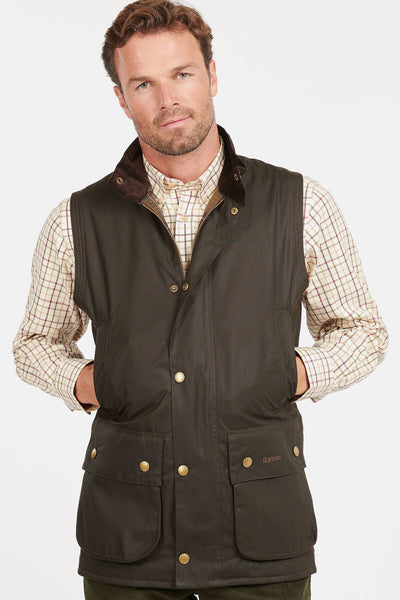 Waxed Cotton Gilet Olive by Barbour Men WP Store