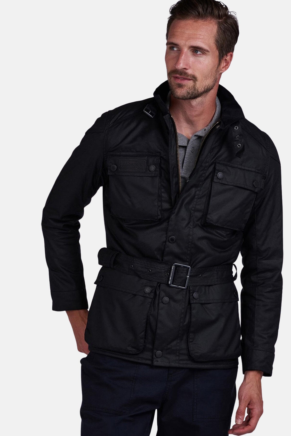 Barbour international peak wax jacket sales