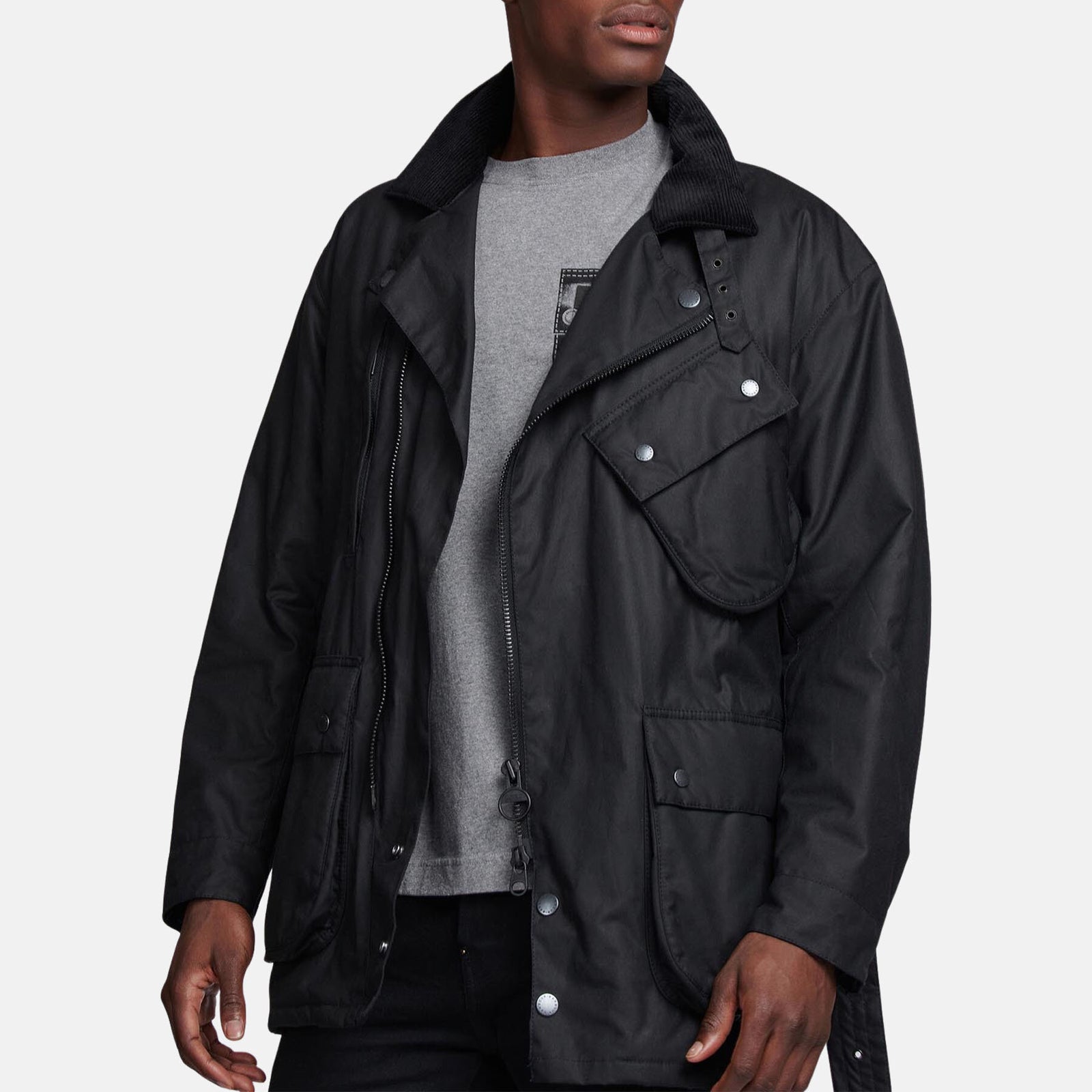 B.Intl X Engineered Garments Waxed Jacket Black by Barbour