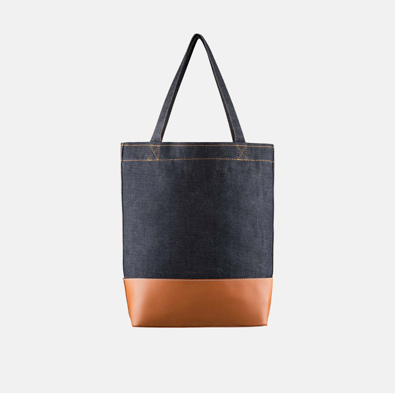 Tote bag in denim con logo