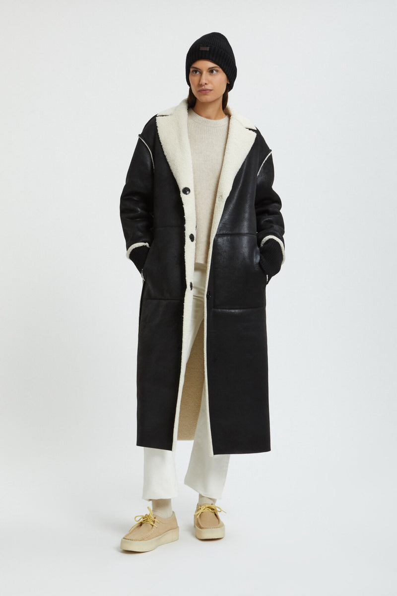 Bicolor Eco Shearling Coat