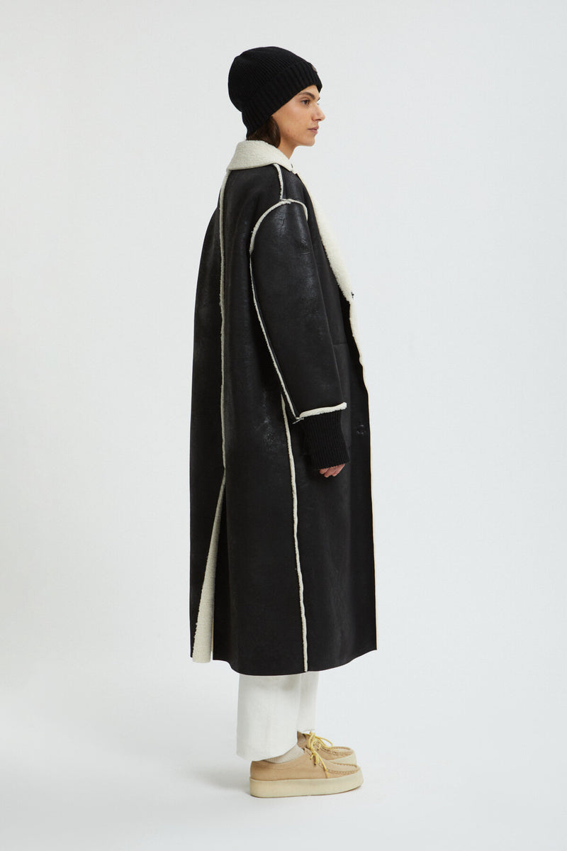 Bicolor Eco Shearling Coat