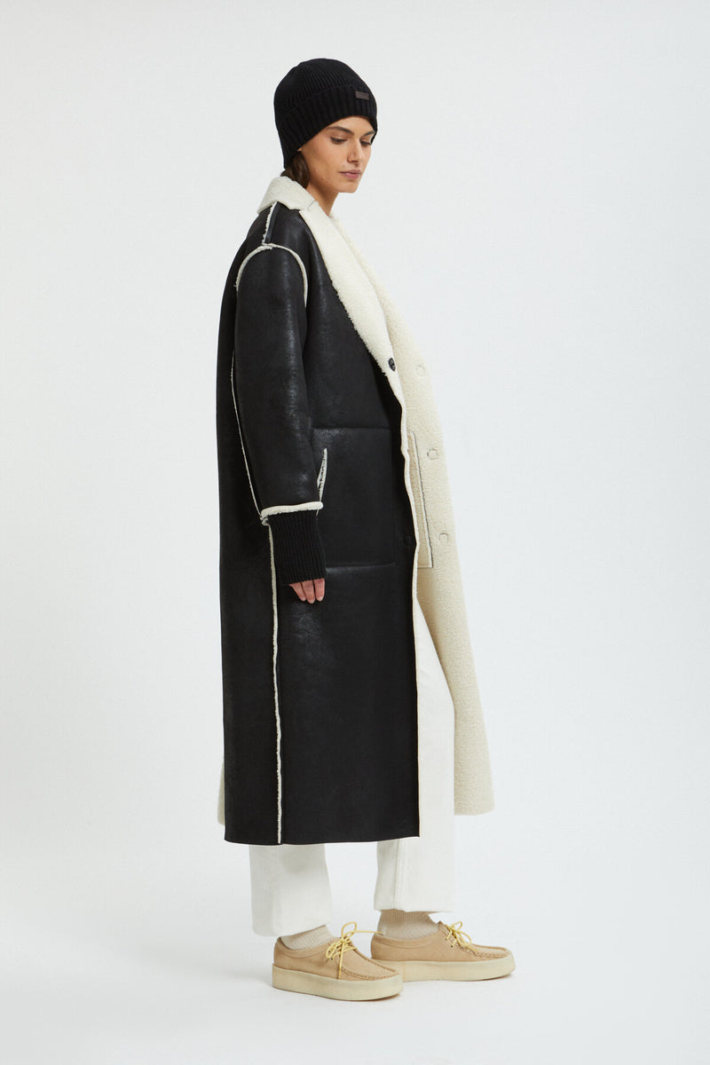 Bicolor Eco Shearling Coat