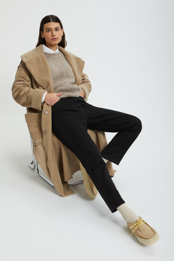 Suede-effect Eco Shearling Coat